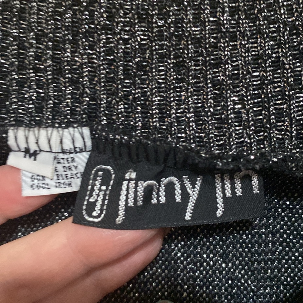 JJ Jinny Jin Vintage 80s Glitter Silver Black zebra Sweater M - Picture 6 of 7